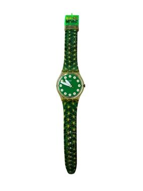 Swatch Vintage GG186 1999 Green Where’s the Egg Daisy Dial Cactus Band Watch